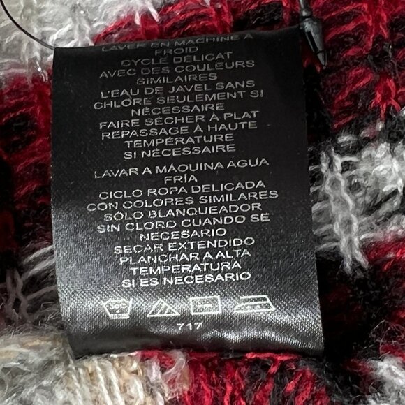 IZOD Woven Scarf Red Black‎ White with Silver Accent Thread - Picture 2 of 6